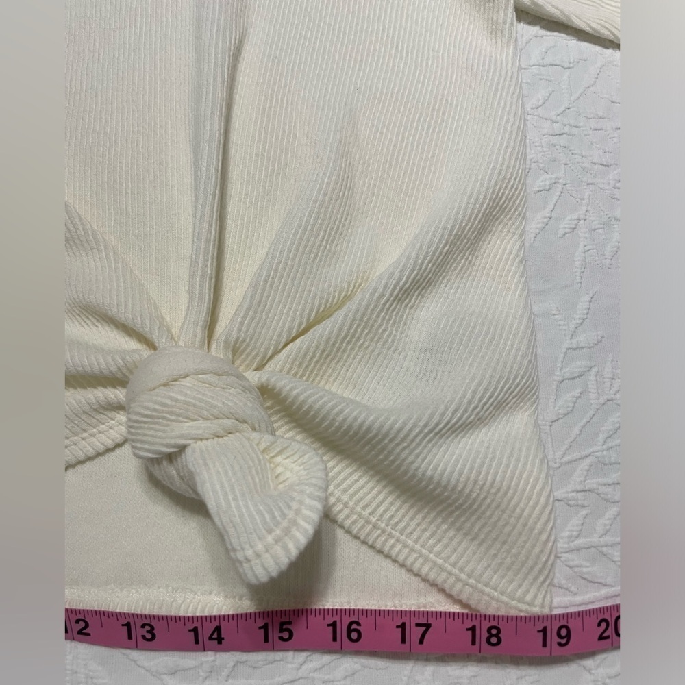 Madewell Ribbed Long Sleeve Knot-Front Top Style K4412 In Ivory Size L Classic - Picture 10 of 14